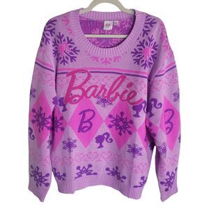 Barbie Mattel Knit Sweater Women's Size XL Pink Purple Holiday Christmas Nordic
